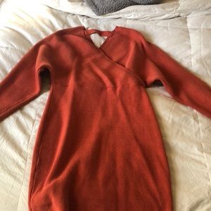 Long sleeve , rust colored sweater dress